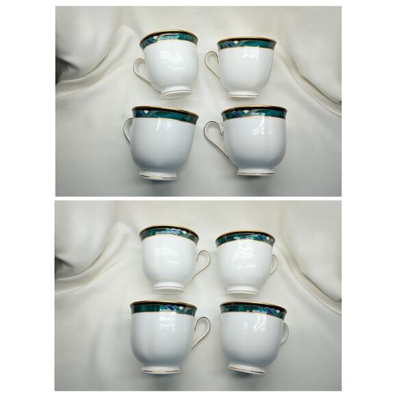 Set of 4 Lenox Kelly Debut Collection Cups and Saucers - 8 Pieces Green USA - Picture 5 of 9